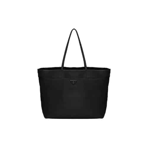 PRADA RE-NYLON AND SAFFIANO LEATHER TOTE BAG BLACK 1BG107RV44F0002VYOX
