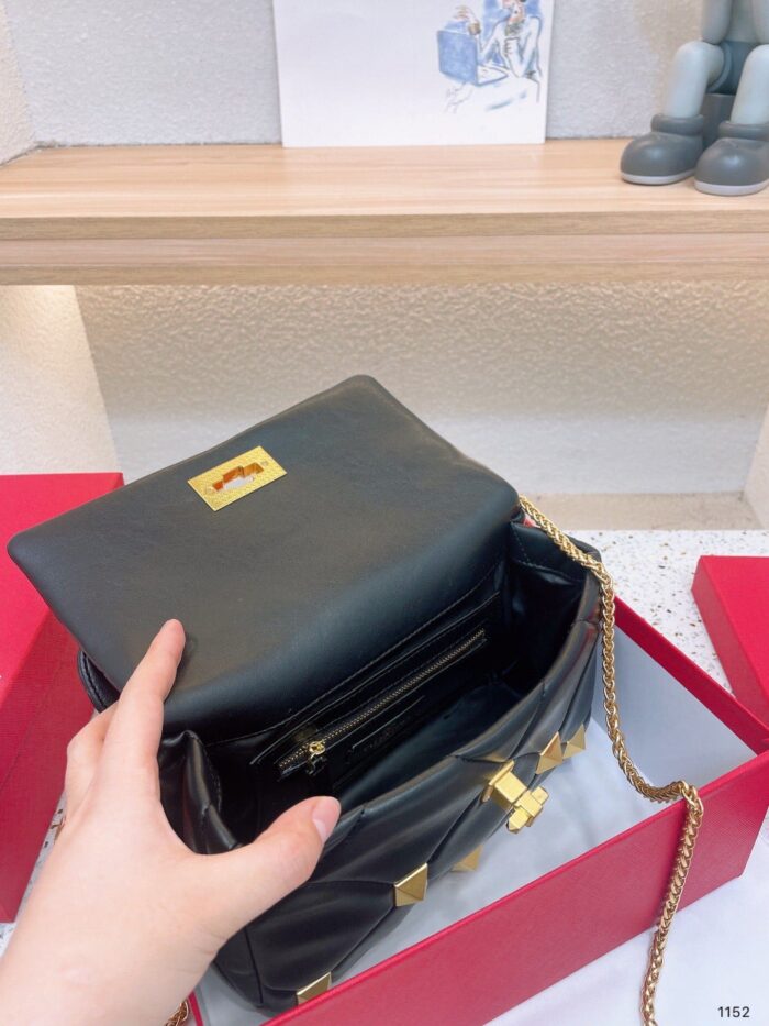 Alternative view of VALENTINO GARAVANI ROMAN STUD CHAIN LINK SHOULDER BAG IN BLACK 1W2B0I82BSF