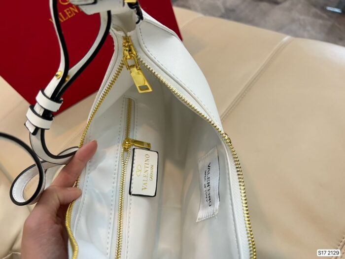 Alternative view of VALENTINO STUD SIGN CALFSKIN HOBO BAG IN WHITE 1W2B0K69EIMI16