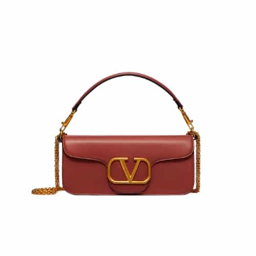 VALENTINO LOCÒ CALFSKIN SHOULDER BAG IN BROWN 1W2B0K30ZXLPVG
