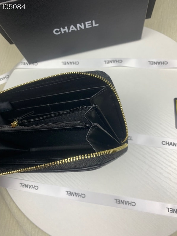 CHANEL BOY LONG ZIPPED WALLET WITH GOLD HARDWARE BLACK 19.4CM - Image 4