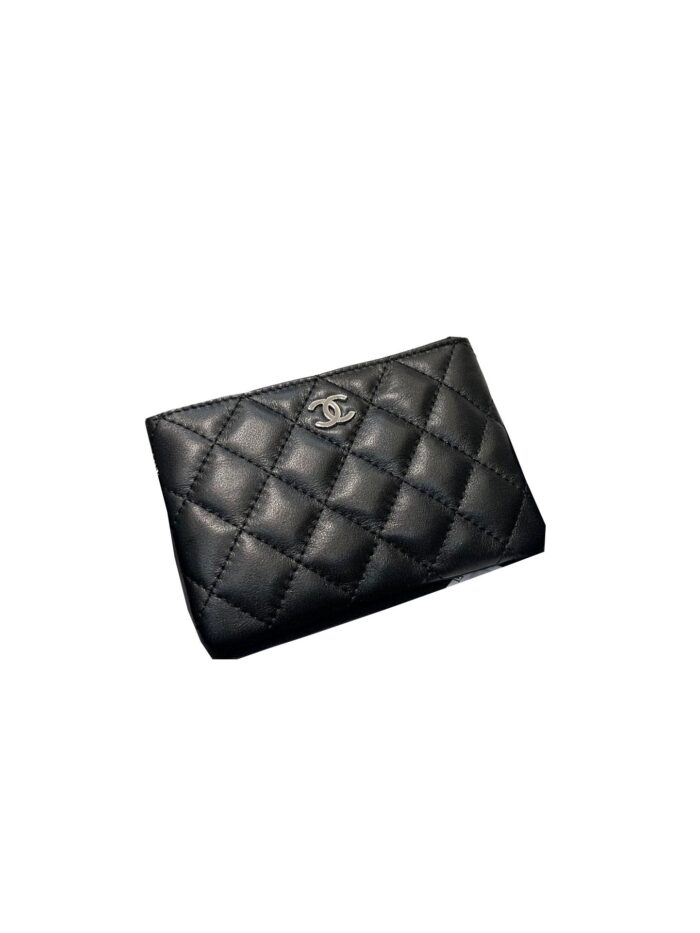 CHANEL CARD HOLDER WITH ZIPPER WALLET BLACK