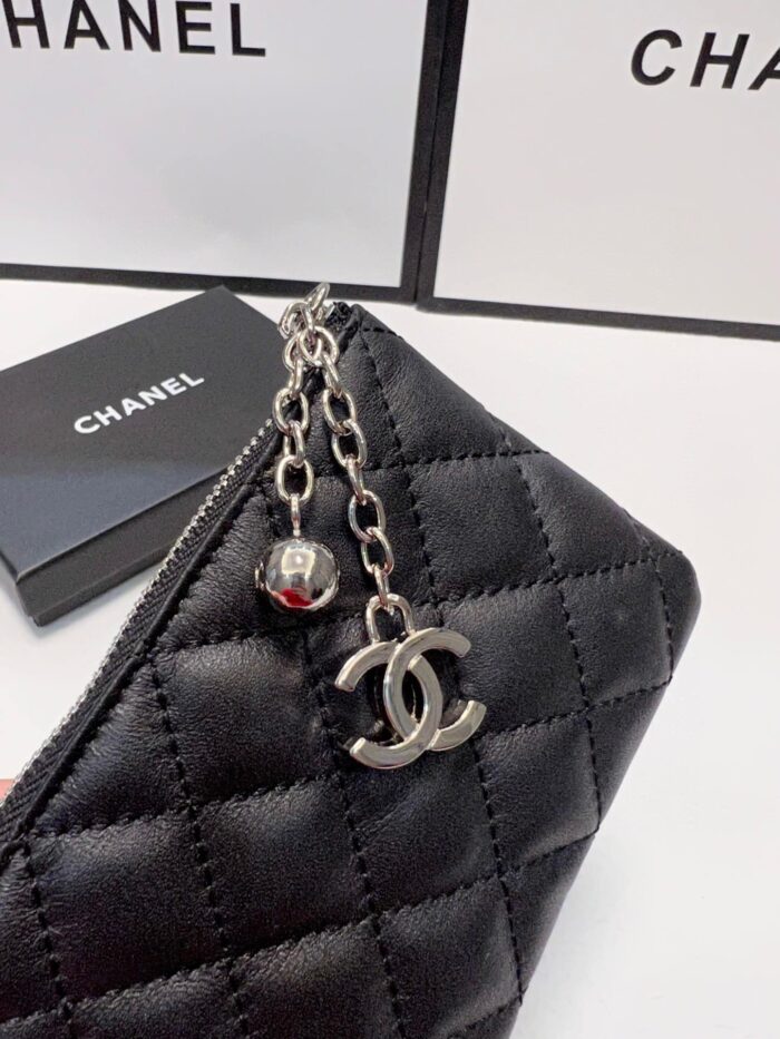 Alternative view of CHANEL CARD HOLDER WITH ZIPPER WALLET BLACK