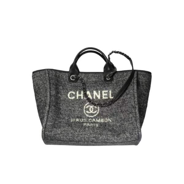 CHANEL LARGE TOTE SLIVER TONE METAL BLACK TOTE 38CM A66941B06387