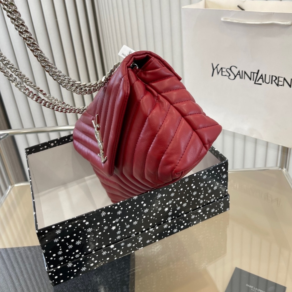 Saint Laurent Loulou Small Chain Bag Wine Red 25cm - Image 4