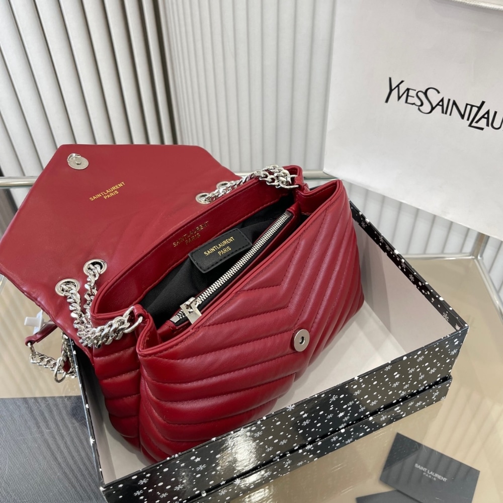 Saint Laurent Loulou Small Chain Bag Wine Red 25cm - Image 5