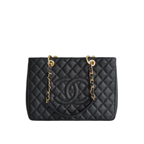 CHANEL GRAND SHOPPING TOTE BAG BLACK CAVIAR 34CM