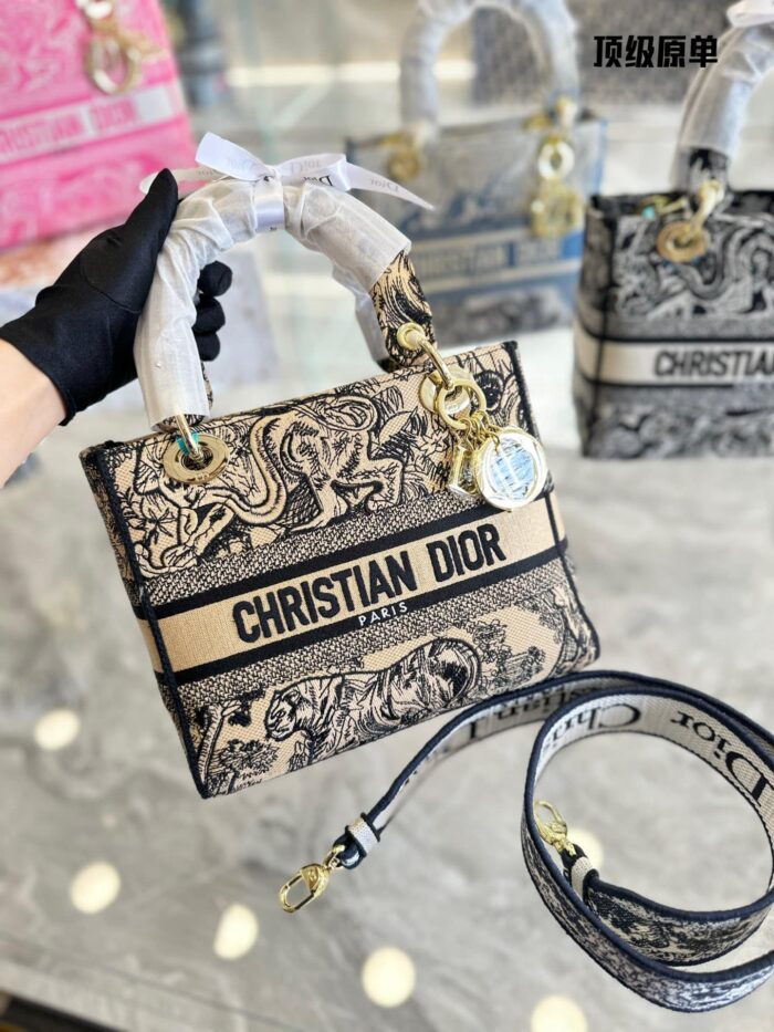 Alternative view of DIOR LADY D LITE BAG BROWN TOILE DE JOUY EMBROIDERY 24CM