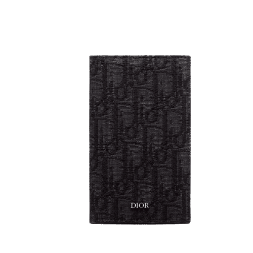 DIOR LONG BI FOLD CARD HOLDER BLACK DIOR OBLIQUE JACQUARD 17.5CM 2ESCH147YSE H03E