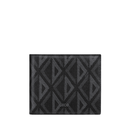 DIOR WALLET BLACK CD DIAMOND CANVAS 11CM 2ESBH027DCO H43E