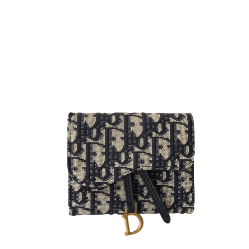 DIOR SADDLE NANO POUCH BLUE AND BEIGE DIOR OBLIQUE JACQUARD 11CM S5654CTZQ