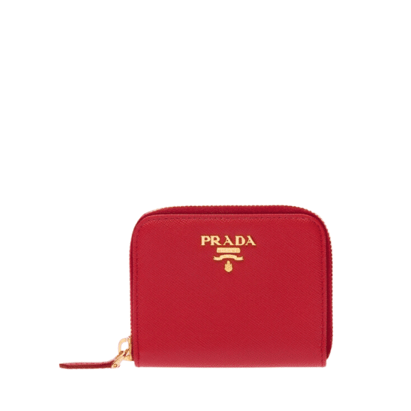 PRADA SAFFIANO LEATHER COIN PURSE FIERY RED WALLET 10CM 1MM268 QWA F068Z