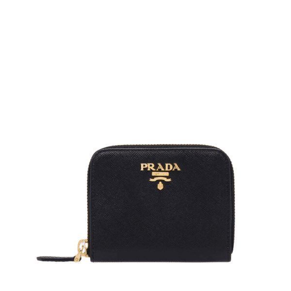 PRADA SAFFIANO LEATHER COIN PURSE BLACK WALLET 10CM 1MM268 QWA F0002