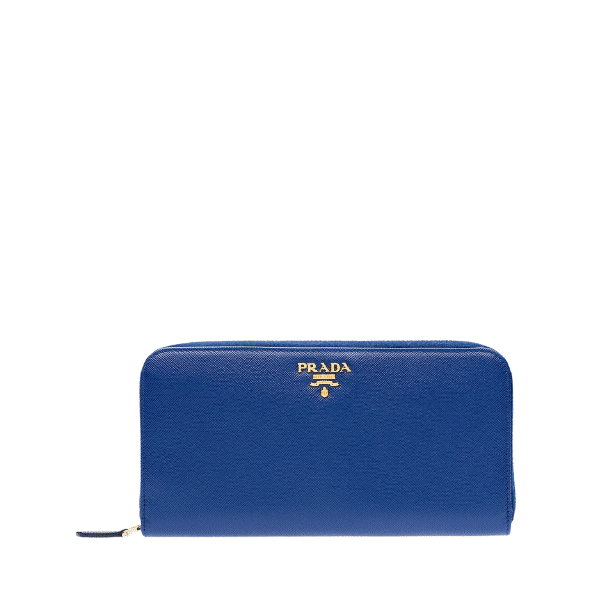 PRADA LARGE SAFFIANO LEATHER WALLET BLUETTE 19CM 1ML506 QWA F0016