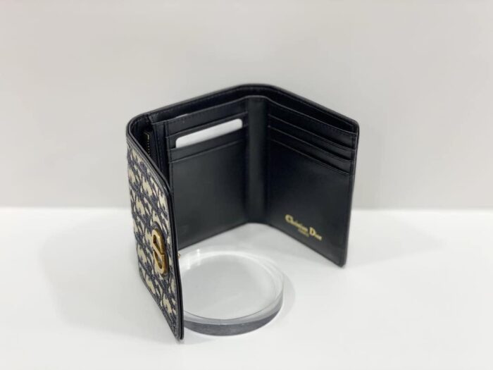 Alternative view of DIOR 30 MONTAIGNE LOTUS WALLET OBLIQUE CANVAS COMPACT BLACK AND BEIGE 11CM