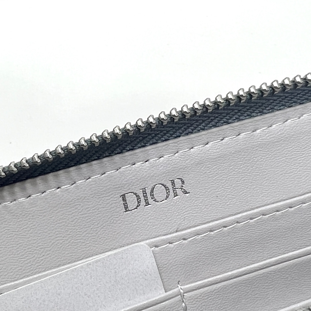 DIOR ZIPPED LONG WALLET GREY CD DIAMOND CANVAS 19.5CM 2ESBC252DCO H42E - Image 3