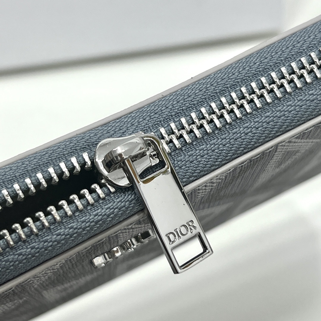 DIOR ZIPPED LONG WALLET GREY CD DIAMOND CANVAS 19.5CM 2ESBC252DCO H42E - Image 5
