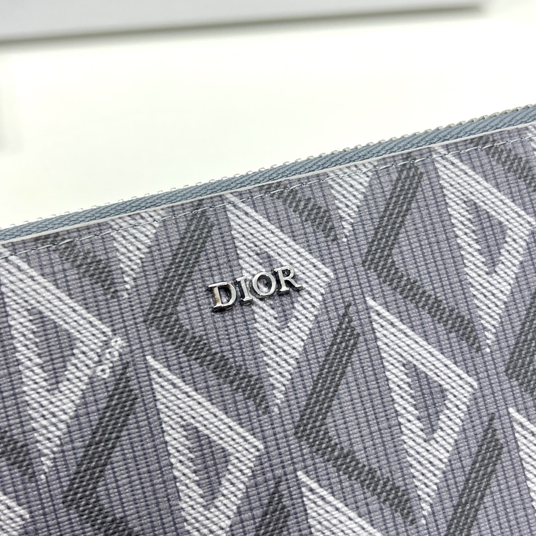 DIOR ZIPPED LONG WALLET GREY CD DIAMOND CANVAS 19.5CM 2ESBC252DCO H42E - Image 6