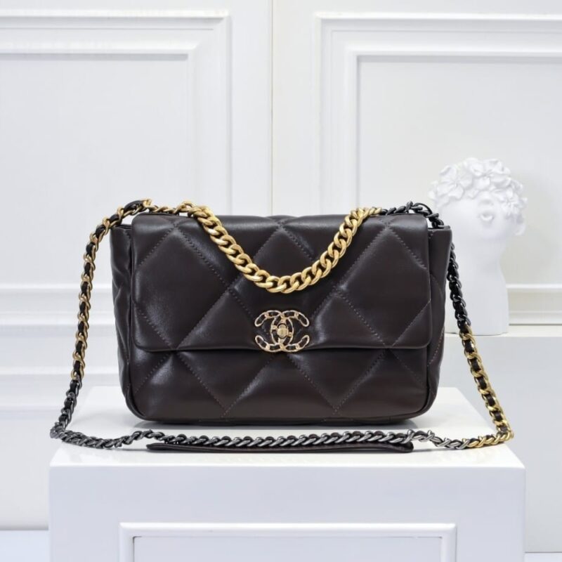 Alternative view of Chanel 19 Flap Bag Shiny Gold And Silver Tone Dark Brown 26Cm AS1160 B04852 94305