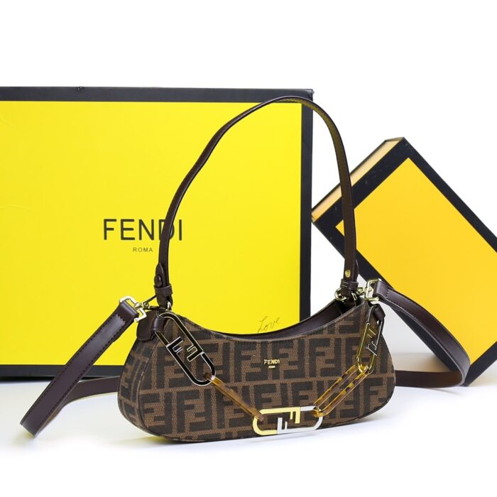 Alternative view of FENDI OLOCK SWING SHOULDER BAG DARK BROWN 32CM