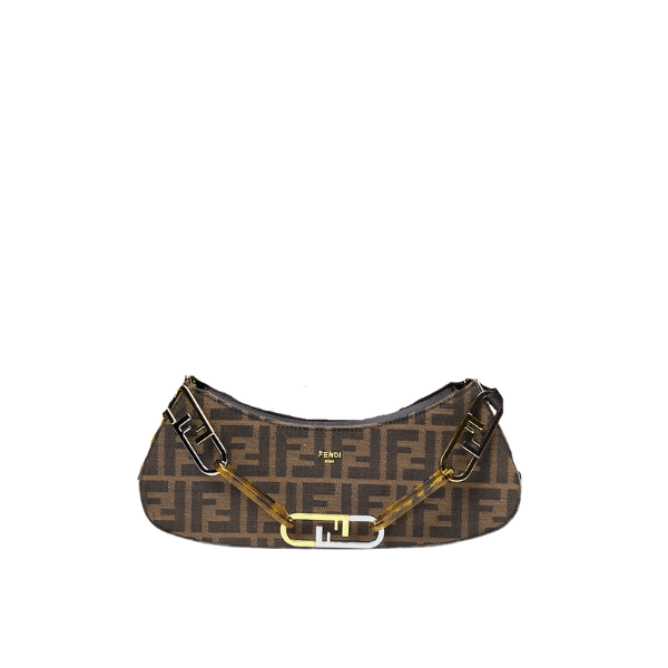 FENDI OLOCK SWING SHOULDER BAG DARK BROWN 32CM