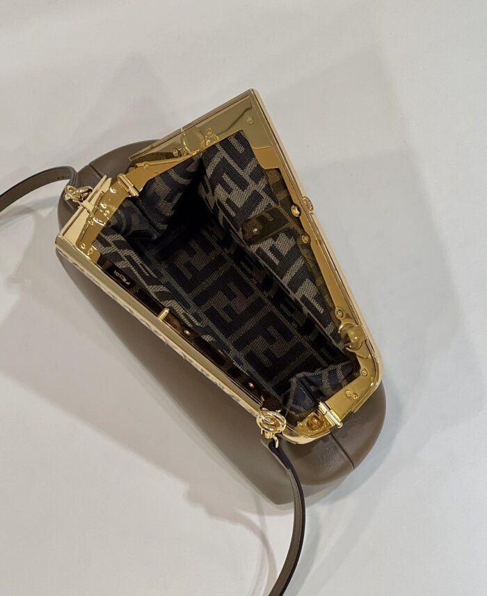 Alternative view of FENDI FIRST SMALL BROWN LEATHER AND PYTHON LEATHER BAG 26CM