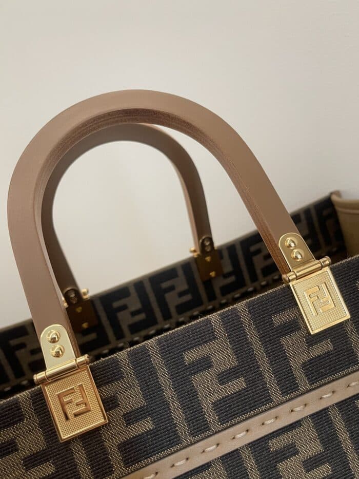 Alternative view of FENDI SUNSHINE LARGE LIGHT BROWN FF JACQUARD FABRIC SHOPPER 35CM