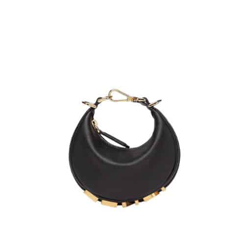 FENDI NANO FENDIGRAPHY BLACK LEATHER CHARM 19CM 7AS089A5DYF1HEJ