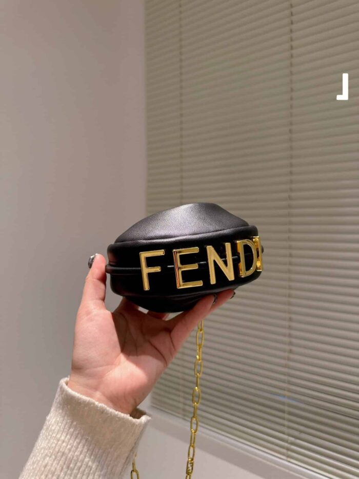 Alternative view of FENDI NANO FENDIGRAPHY BLACK LEATHER CHARM 19CM 7AS089A5DYF1HEJ