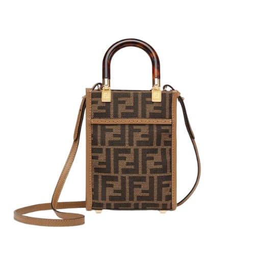 MINI SUNSHINE SHOPPER BROWN FF FABRIC MINI BAG 18CM 8BS051ALVXF1GE3