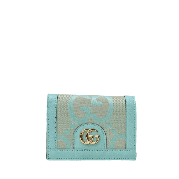 GUCCI MONOGRAM CANVAS SHORT WALLET TURQUOISE 11CM