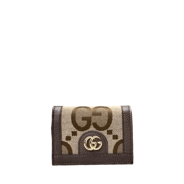 GUCCI MONOGRAM CANVAS SHORT WALLET DARK BROWN 11CM