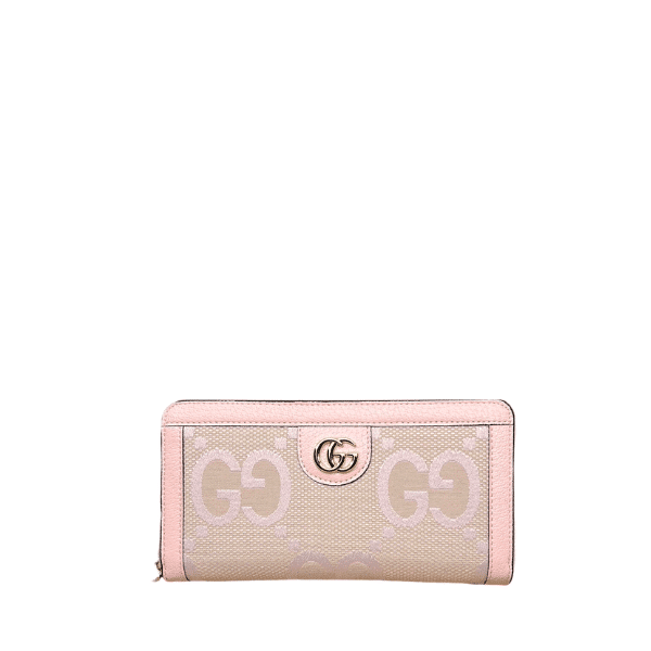 GUCCI MONOGRAM CANVAS ZIP LONG WALLET PINK 19.5CM