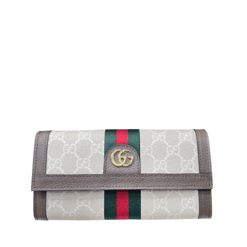 GUCCI OPHIDIA UKMDG WALLET WHITE AND BROWN 19CM 523153 UKMDG 2570