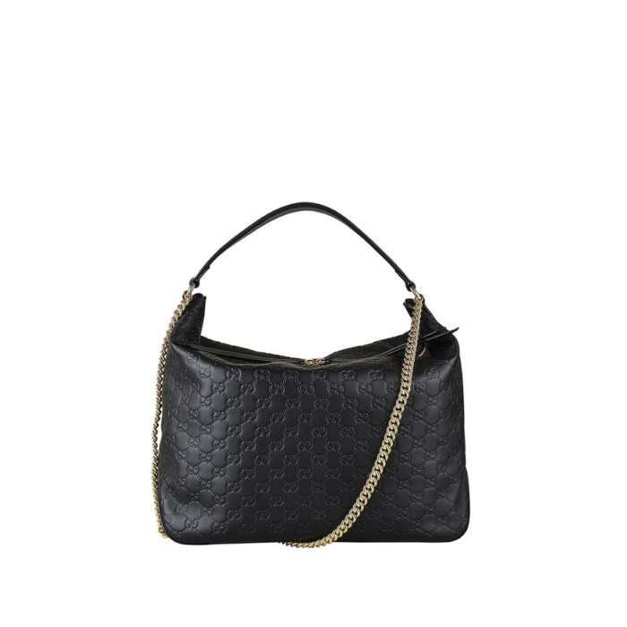 GUCCI SIGNATURE LARGE HOBO BAG BLACK 38CM
