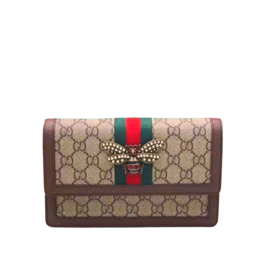 GUCCI LADIES MULTICOLOR QUEEN MARGARET LEATHER MINI SHOULDER BAG BROWN 20CM 476079 9I6QT 8540