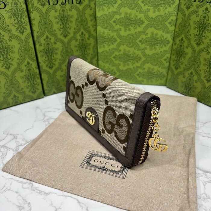 Alternative view of GUCCI MONOGRAM CANVAS ZIP LONG WALLET DARK BROWN 19.5CM