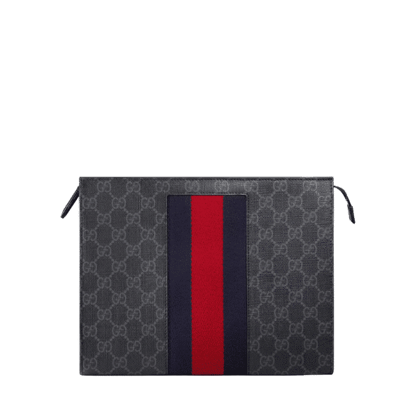 GUCCI GG BLACK POUCH 25CM 475316 KHN4C 1095