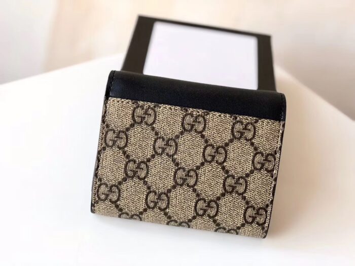 Alternative view of GUCCI GG SUPREME PADLOCK WALLET BLACK AND BEIGE 11.5CM 453355