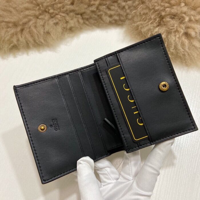 Alternative view of GUCCI SUPREME CANVAS CARD CASE WALLET WITH CHERRIES BLACK LEATHER INSIDE 10CM 476050