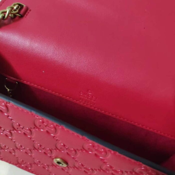 Alternative view of GUCCI GUCCISSIMA LEATHER MINI CHERRY CHAIN SHOULDER BAG RED 20CM