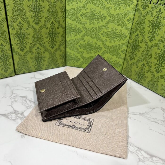 Alternative view of GUCCI MONOGRAM CANVAS SHORT WALLET DARK BROWN 11CM