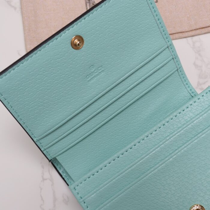 Alternative view of GUCCI MONOGRAM CANVAS SHORT WALLET TURQUOISE 11CM