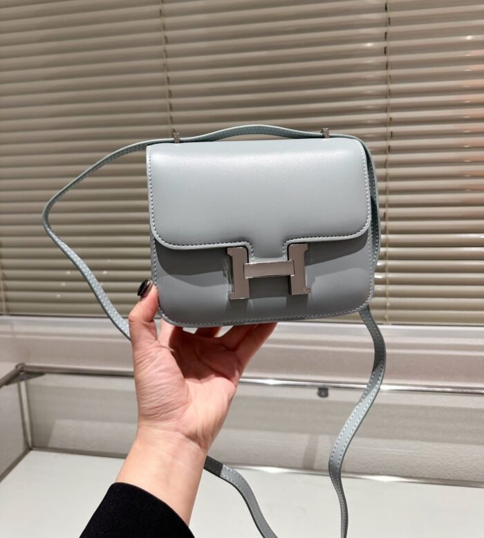 Alternative view of HERMES CONSTANCE SMOOTH LEATHER BAG GREY 18CM