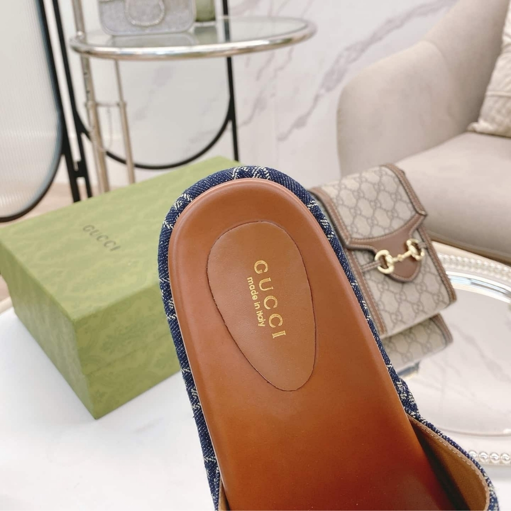 Gucci Women's Platform Slide Sandal GG Denim Blue 623212 2KQ00 4402 - Image 10