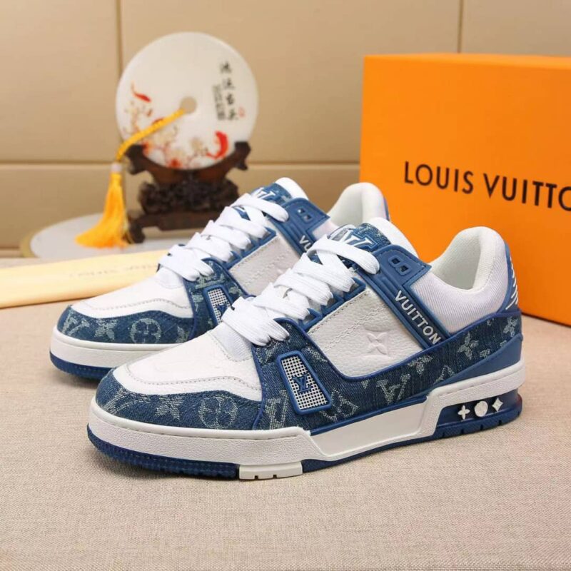 Alternative view of LOUIS VUITTON TRAINER SNEAKERS BLUE AND WHITE 1A9JGV