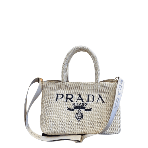 PRADA RAFFIA TOTE BAG IN BEIGE 29CM