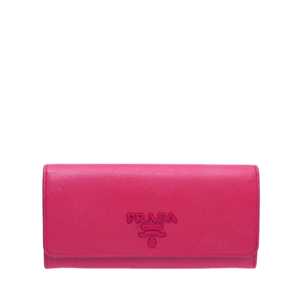 PRADA SAFFIANO MONOCHROME FLAP LONG WALLET FULL DARK PINK 19CM 1MH132 ZLP F061H
