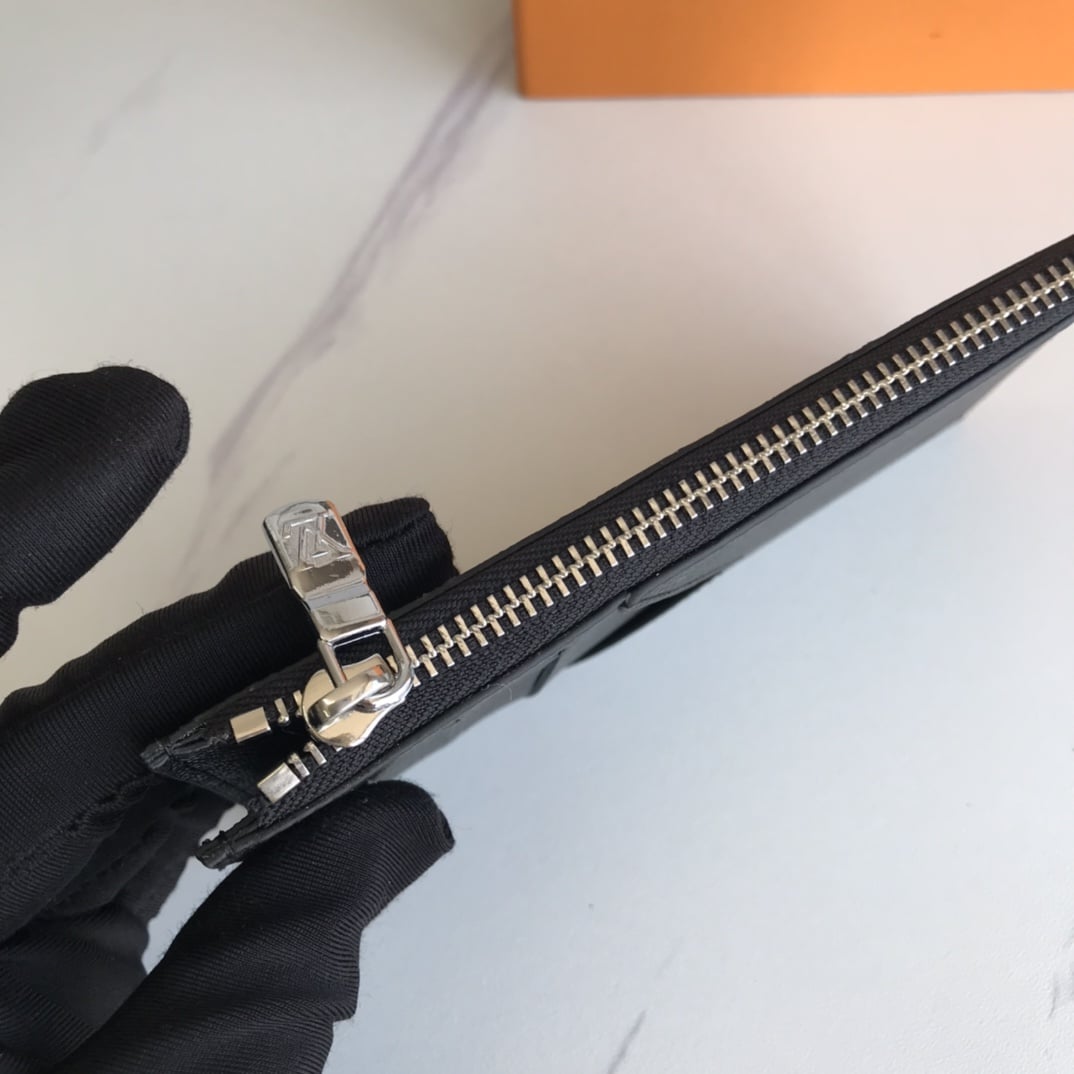 LOUIS VUITTON COIN CARD HOLDER TAIGA LEATHER BLACK 14.5CM M62914 - Image 4