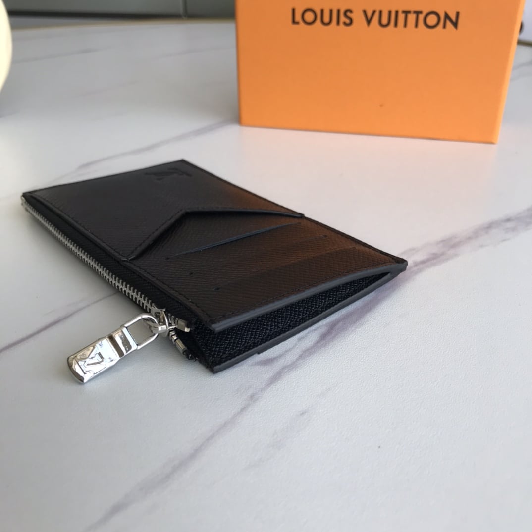 LOUIS VUITTON COIN CARD HOLDER TAIGA LEATHER BLACK 14.5CM M62914 - Image 6
